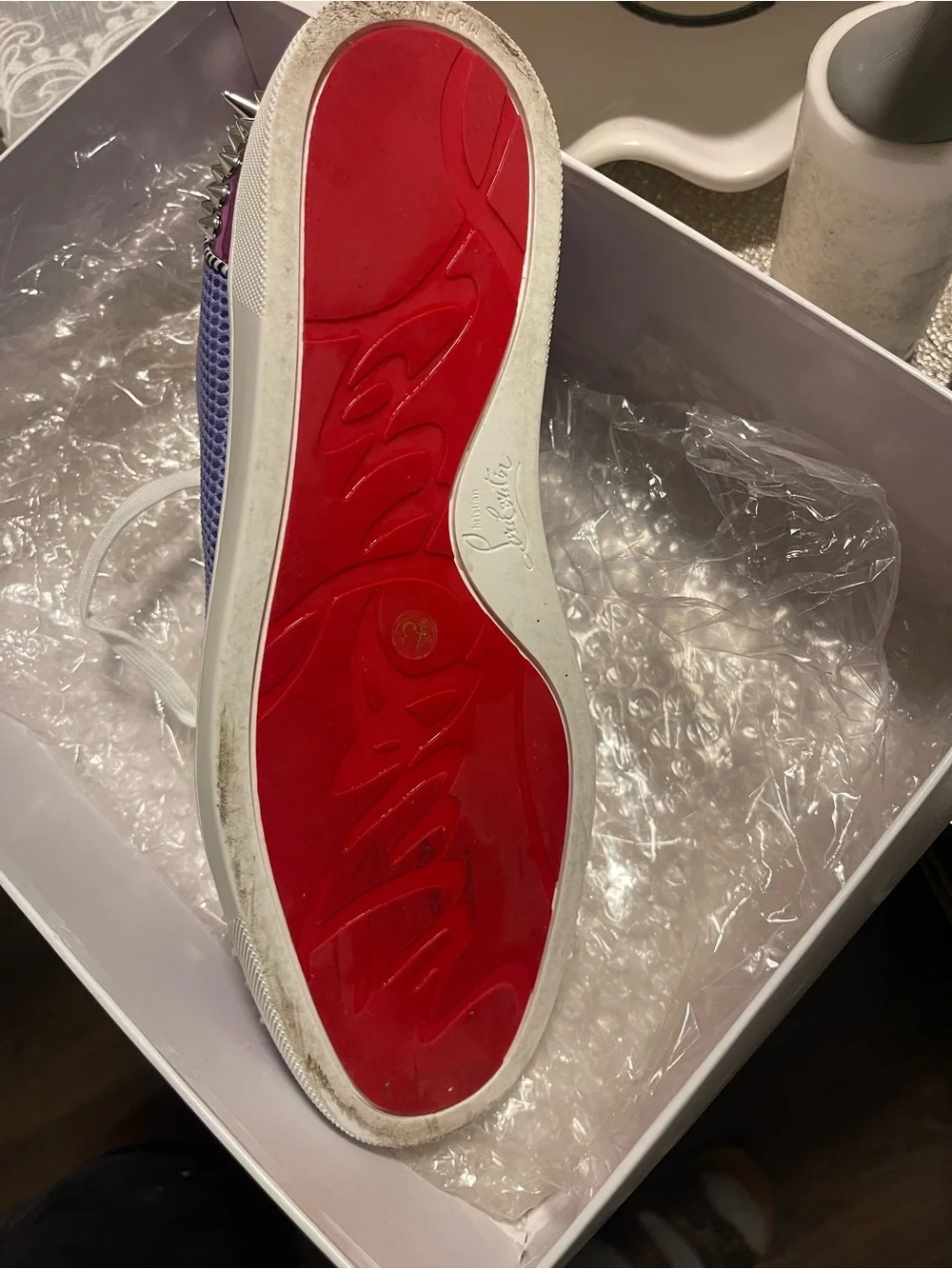 Lavender Spike-Embellished Sneaker with Holographic Trim - Picture 3 of 10